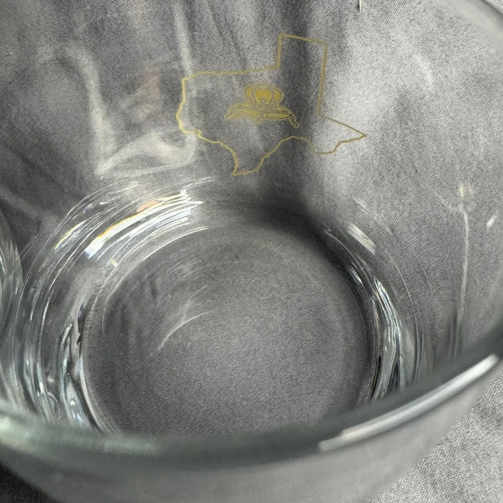 Set of 2 Texas Map‎ Crown Whiskey Rocks Glasses